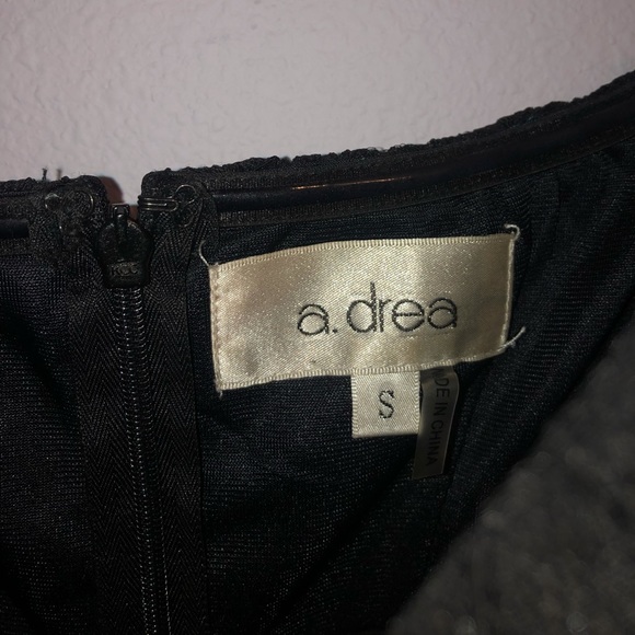 A. Drea Faux Feather Strapless Dress with Lace Top - Picture 6 of 7